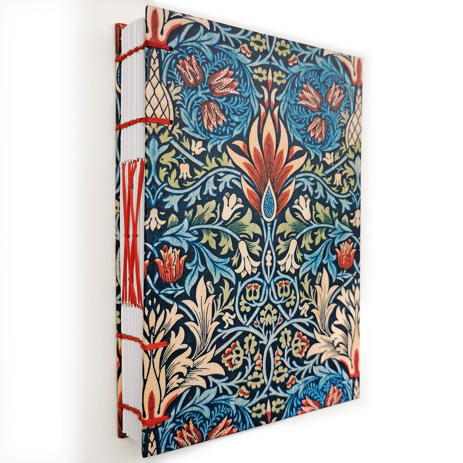 Χειροποίητo Σημειωματάριo με Βυζαντινή Βιβλιοδεσία - William Morris - Snakeshead pattern