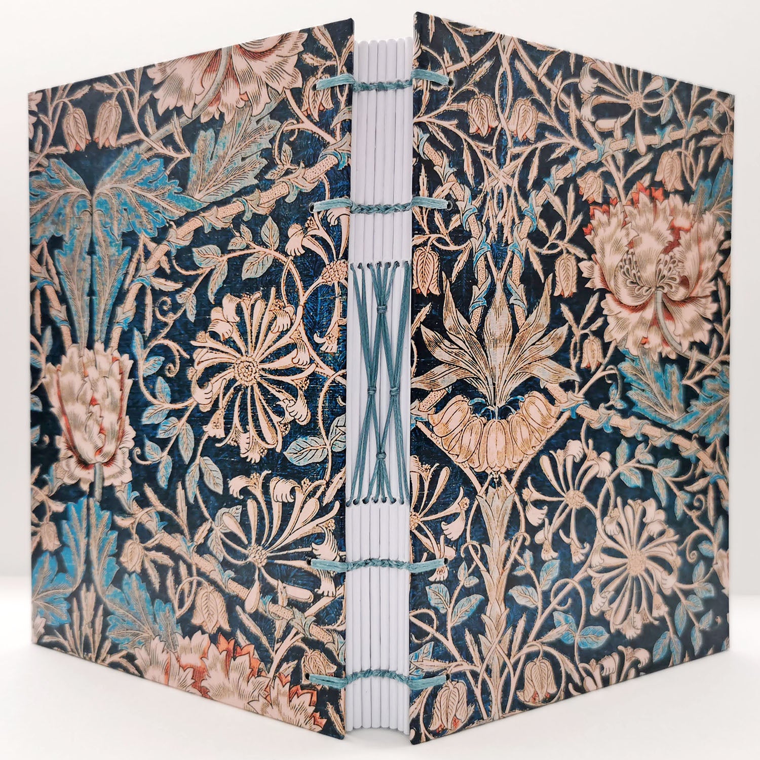 Χειροποίητo Σημειωματάριo με Βυζαντινή Βιβλιοδεσία - William Morris - Honeysuckle pattern