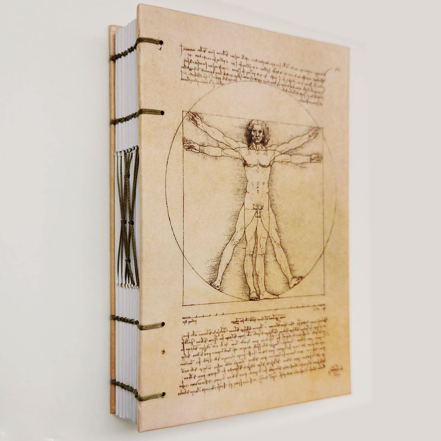 Χειροποίητo Σημειωματάριo με Βυζαντινή Βιβλιοδεσία - Leonardo da Vinci's Vitruvian Man