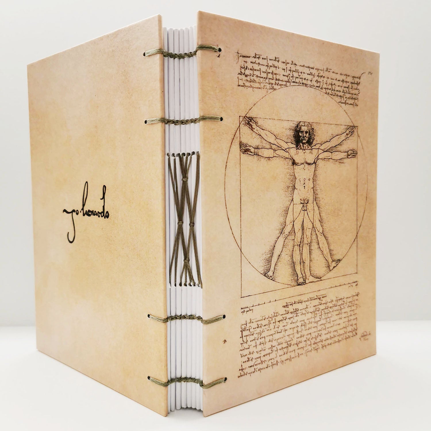 Χειροποίητo Σημειωματάριo με Βυζαντινή Βιβλιοδεσία - Leonardo da Vinci's Vitruvian Man