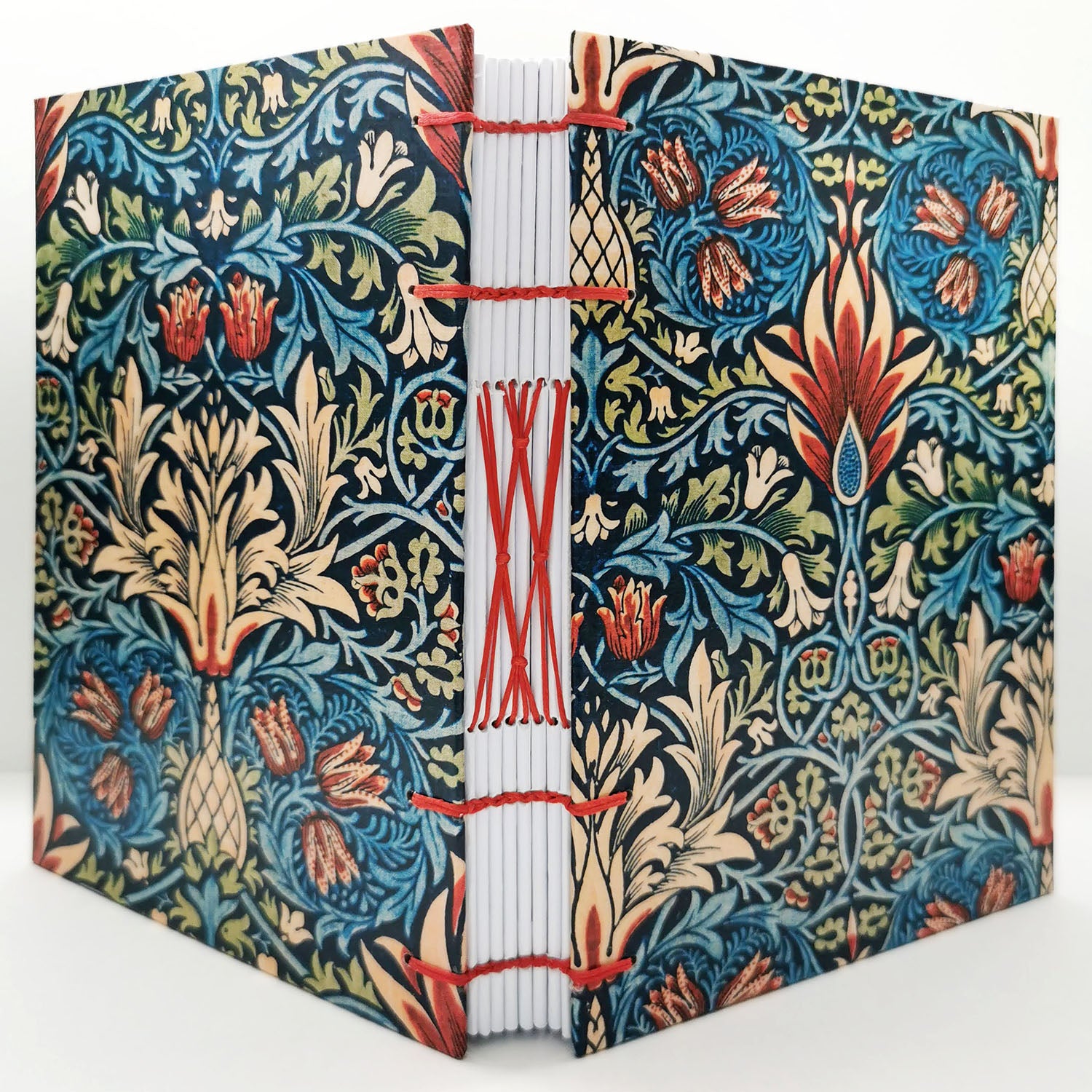 Χειροποίητo Σημειωματάριo με Βυζαντινή Βιβλιοδεσία - William Morris - Snakeshead pattern