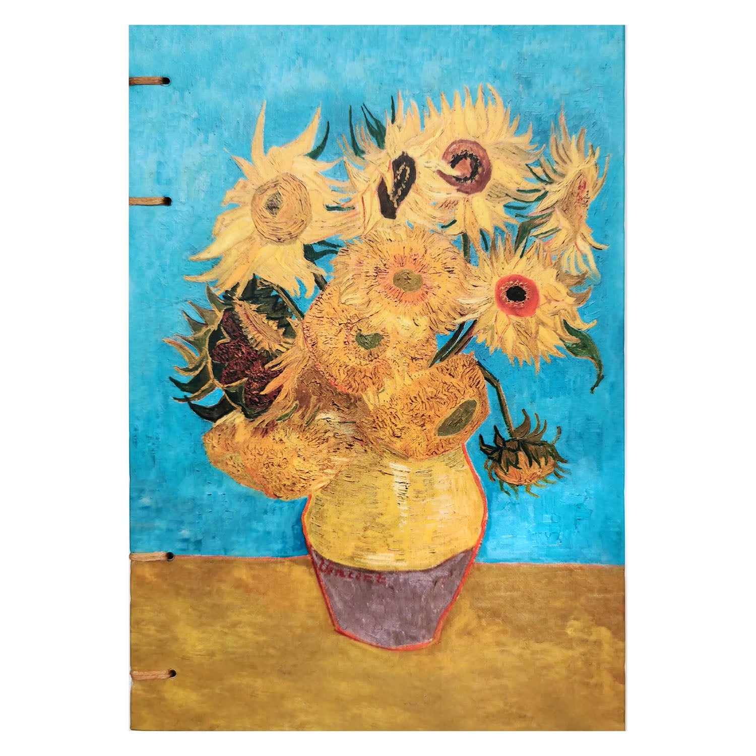 Χειροποίητo Σημειωματάριo με Βυζαντινή Βιβλιοδεσία - Vincent van Gogh - Vase with twelve sunflowers