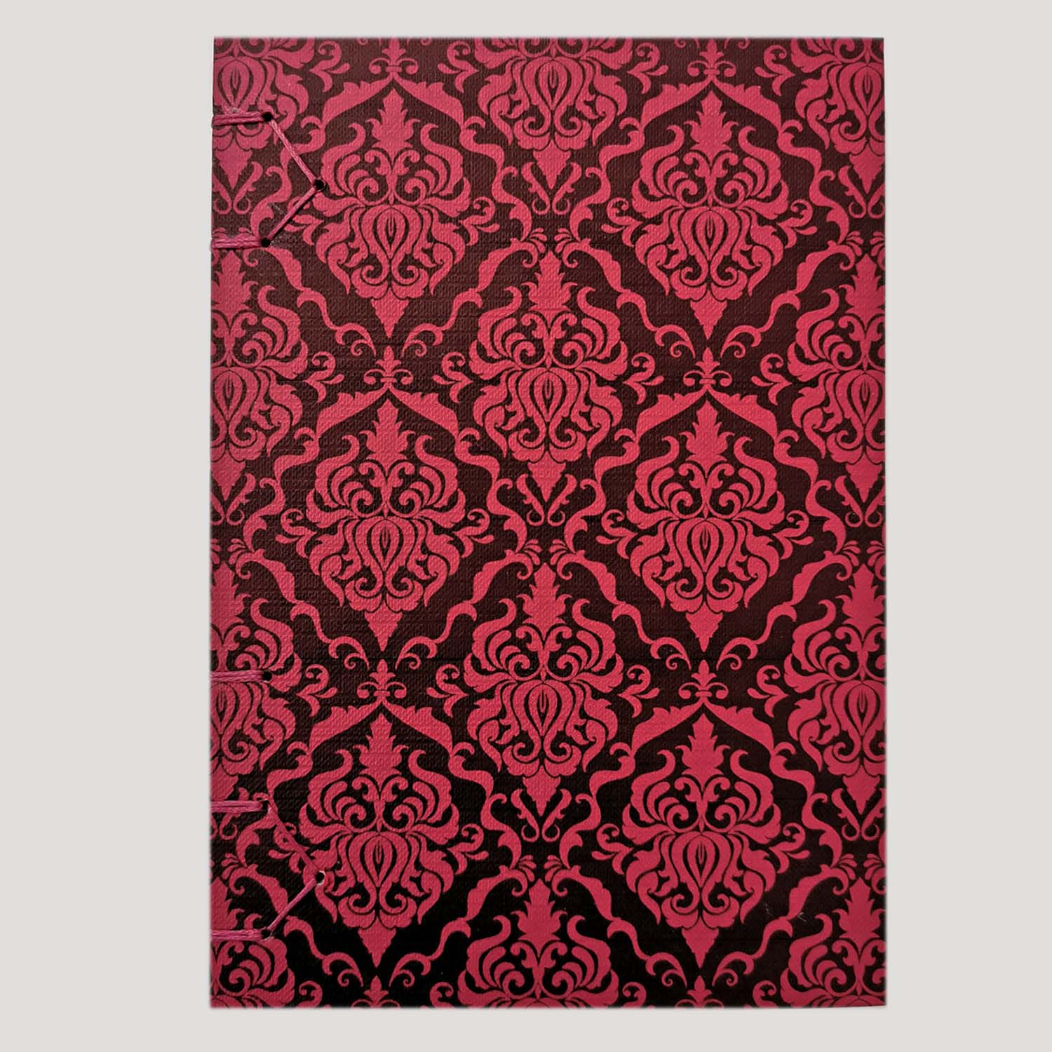 Premium Χειροποίητo Σημειωματάριo σε κασετίνα - Black Flower damansk on red