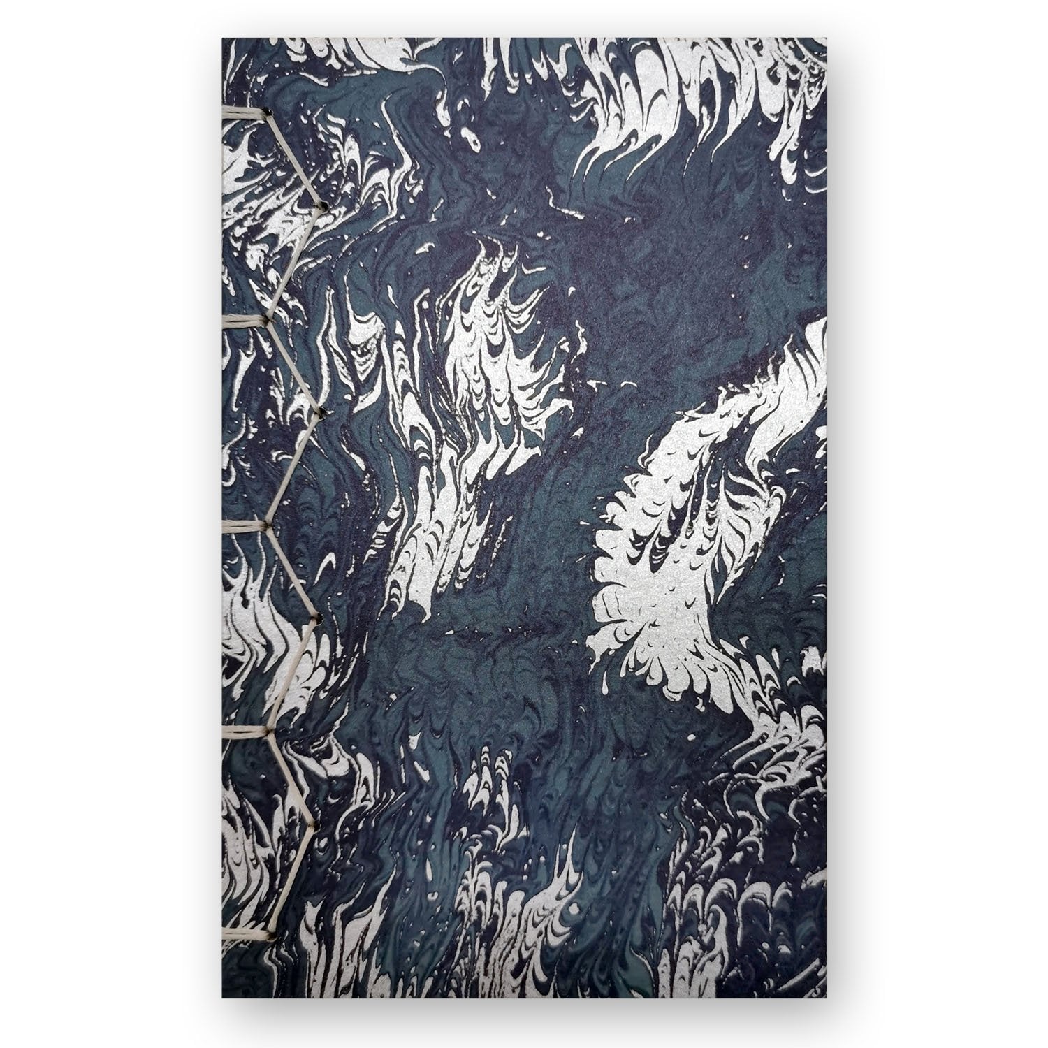 Ημερολόγιο Ημερήσιο 2026 με Βυζαντινή Βιβλιοδεσία - Blue Silver Marble Art