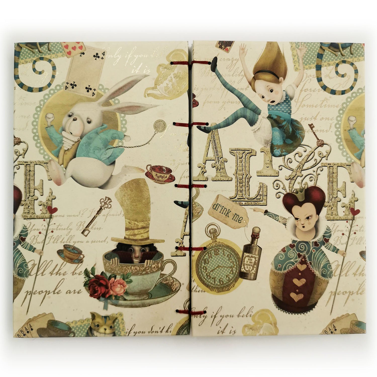 Handmade Notebook with Byzantine Binding - Alice in Wonderland