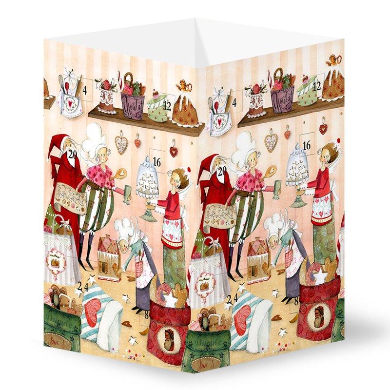 3D Countdown Calendar and Lantern - Santa Claus and Little Angels Cooking Sweets