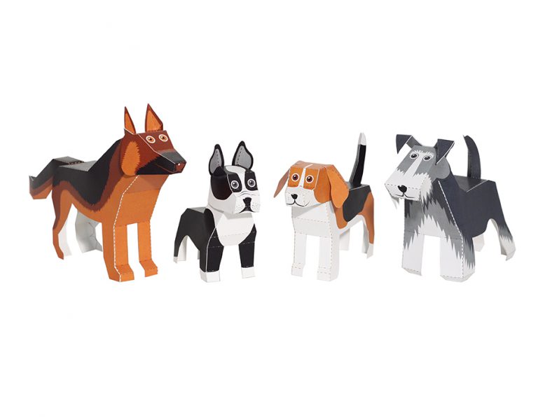 Σετ 4 σκύλων - Paper Toy
