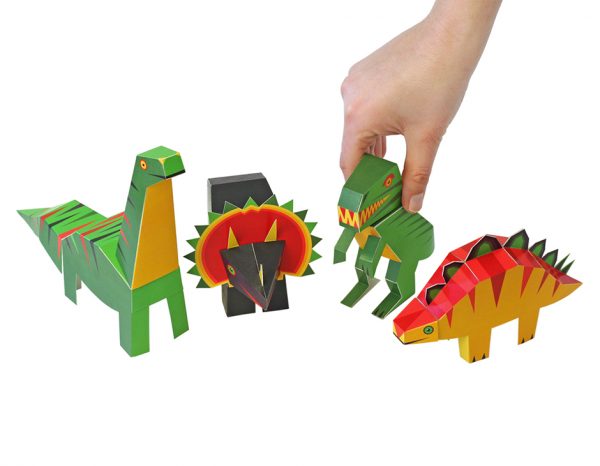 Set of 4 Dinosaurs - Paper Toy
