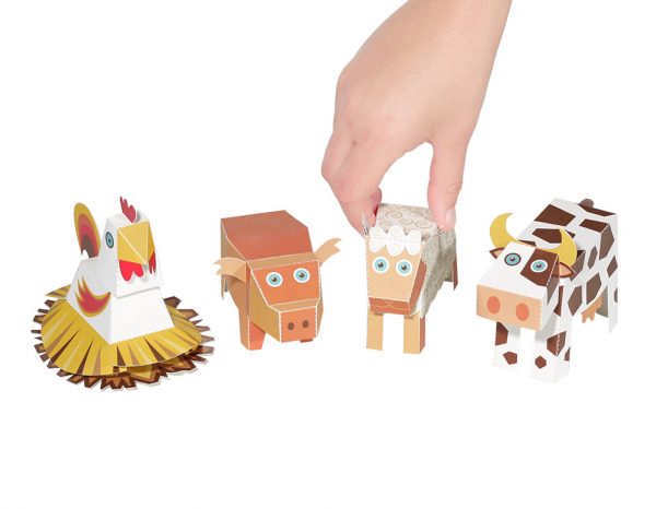 Σετ με 4 ζώα της φάρμας - Paper Toy