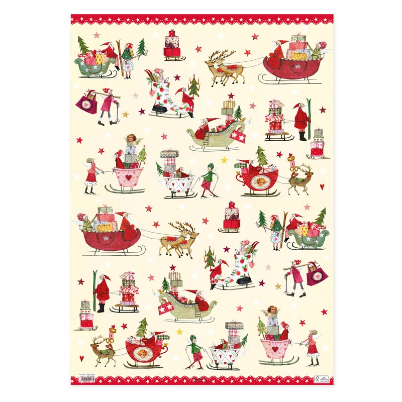 Christmas Wrapping Paper - Santa Claus handing out presents