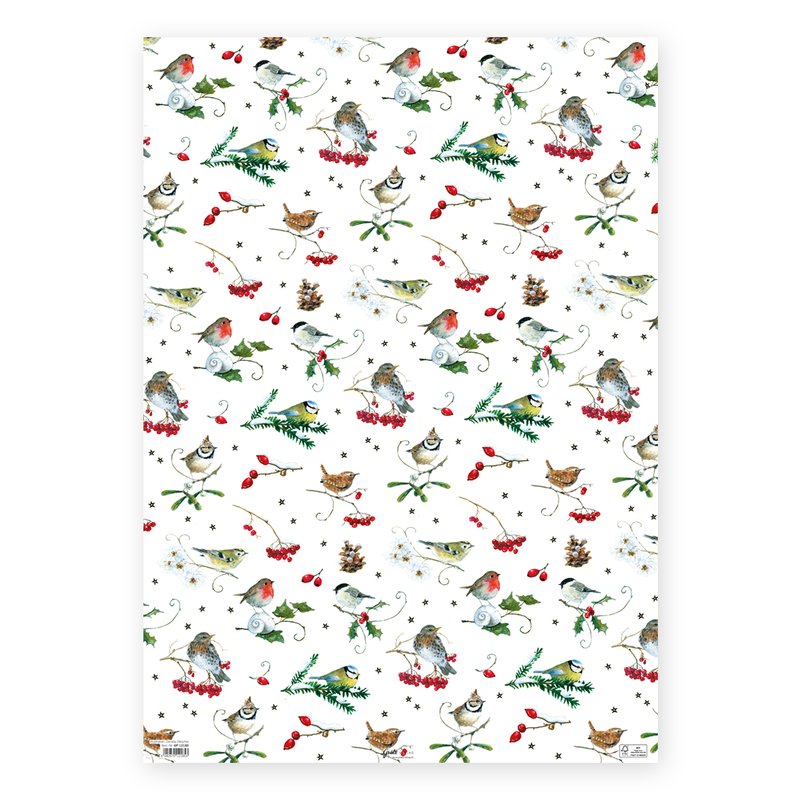 Christmas Wrapping Paper - Birds in the Snow