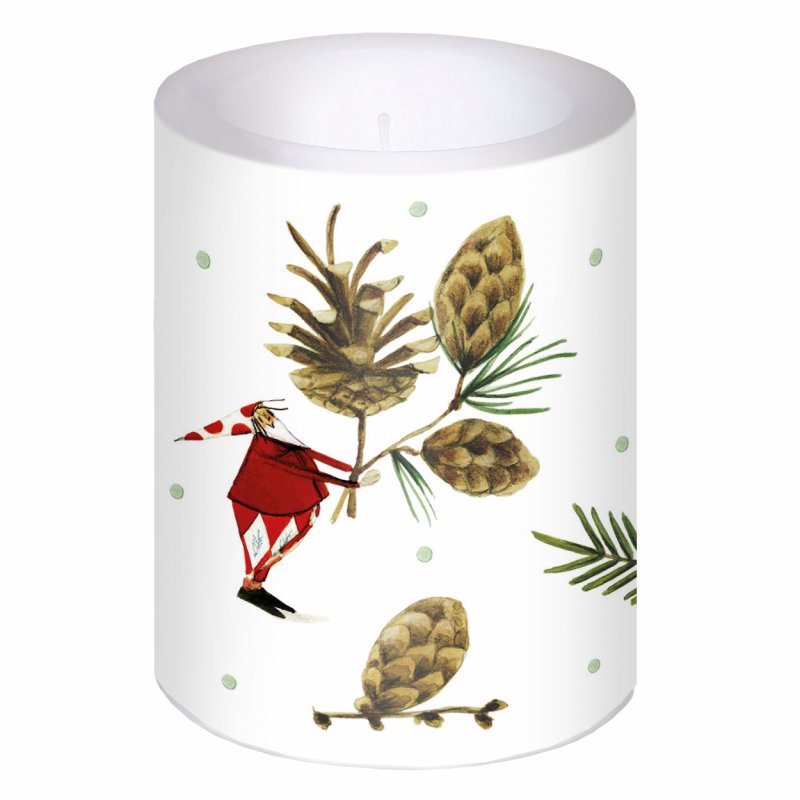 Christmas Candle - Santa Claus with pine cones