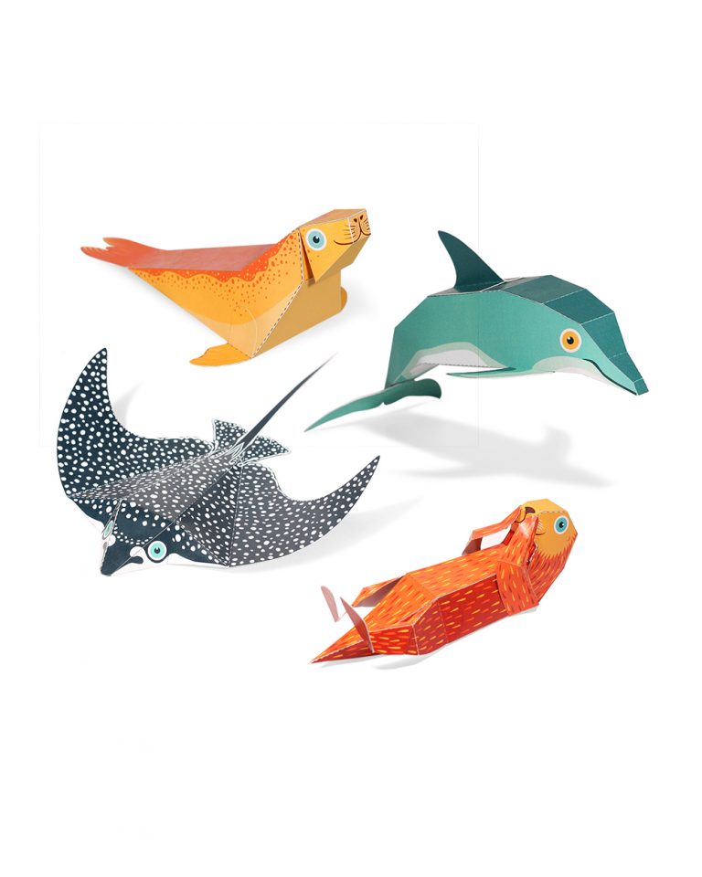 Σετ με 4 θαλάσσια ζώα - Paper Toy