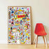 Large Poster with 85 stickers – 100% English