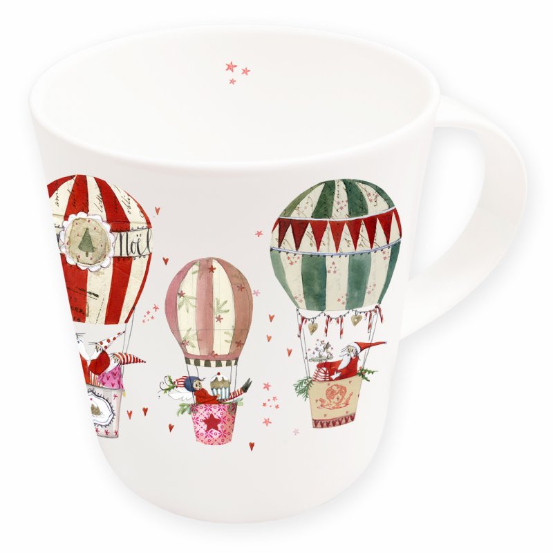 Porcelain Mug - Santa Claus Travels in Hot Air Balloons